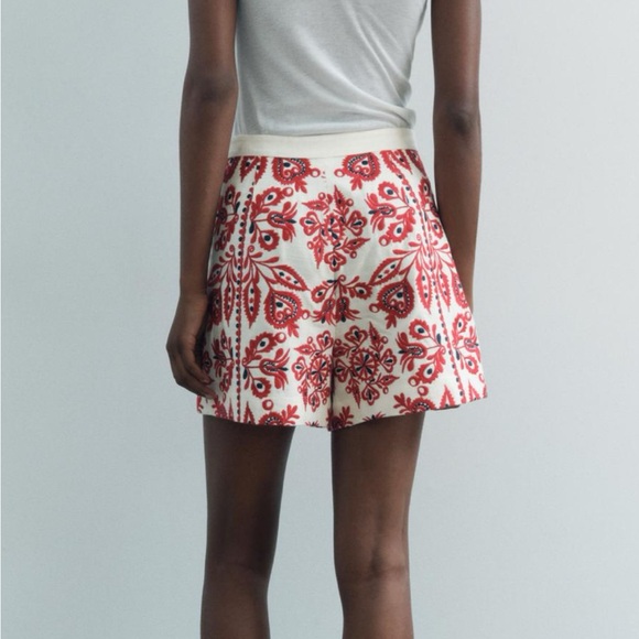 ZARA EMBROIDERED SHORTS ZW COLLECTION NWT - Picture 4 of 9
